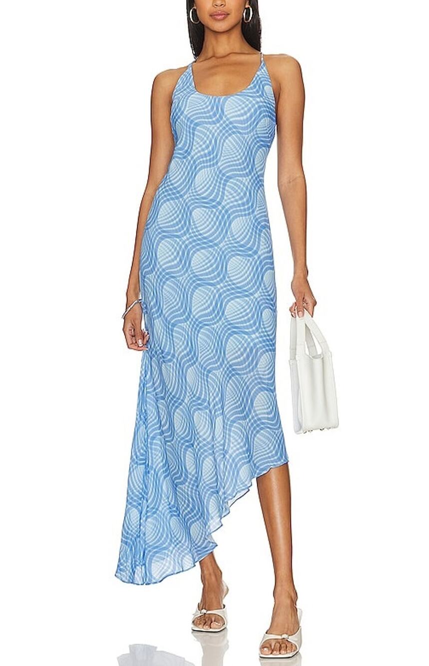 L'Academie Printed Blue Sigrid Dress Size XS